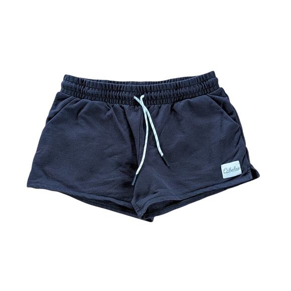 Cabela's Sweat Shorts Womens M Black Active Sports Pull On Cotton Summer Lounge - Picture 1 of 8